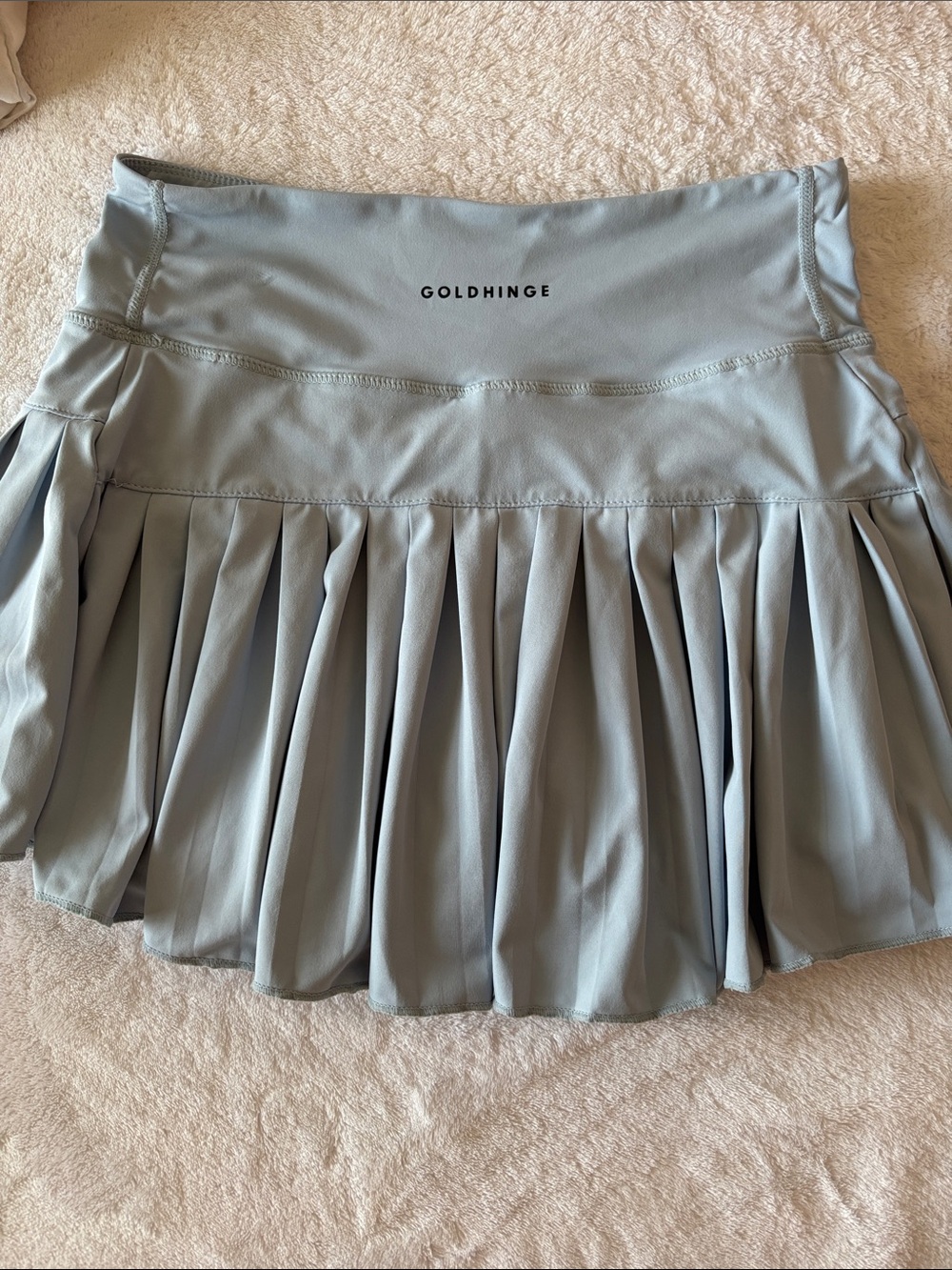 #0006 GoldHinge Pleated Skater Skirt in Light Blue